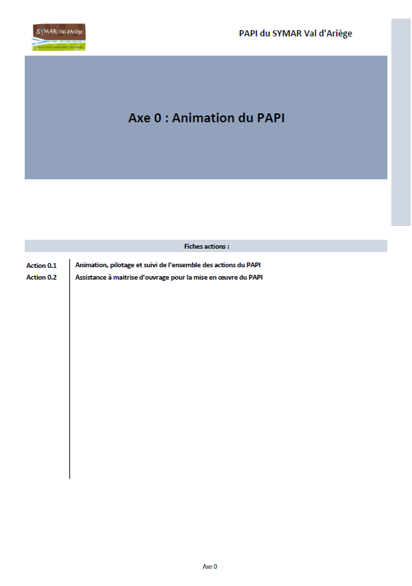 Fiches action du Programme d'Action de Prévention des Inondations (PAPI) de la vallée de l'Ariège